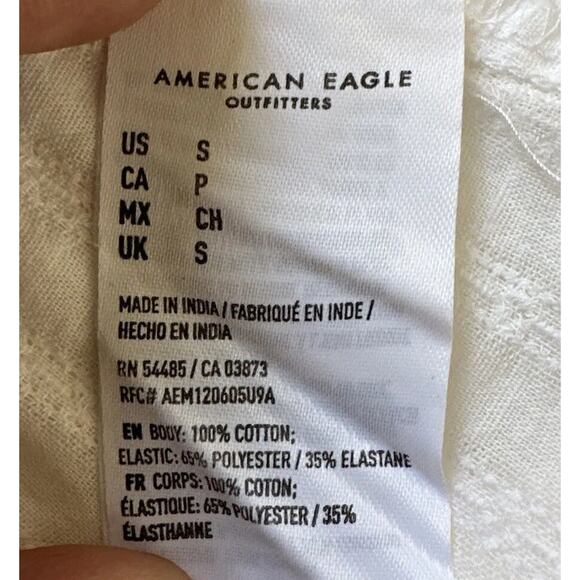 American Eagle Crop Top White Spaghetti Strap Ruffle Summer Beach Size Small - Picture 4 of 8